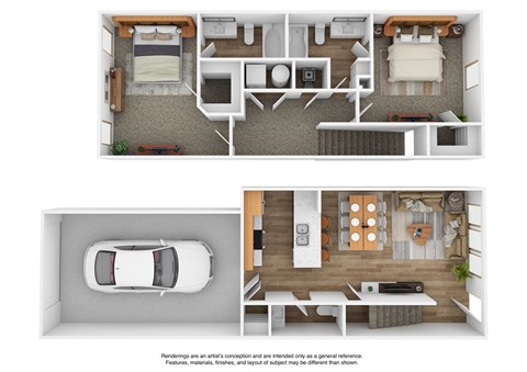 2X2.5 Townhome Floorplan Layout at The Veridian